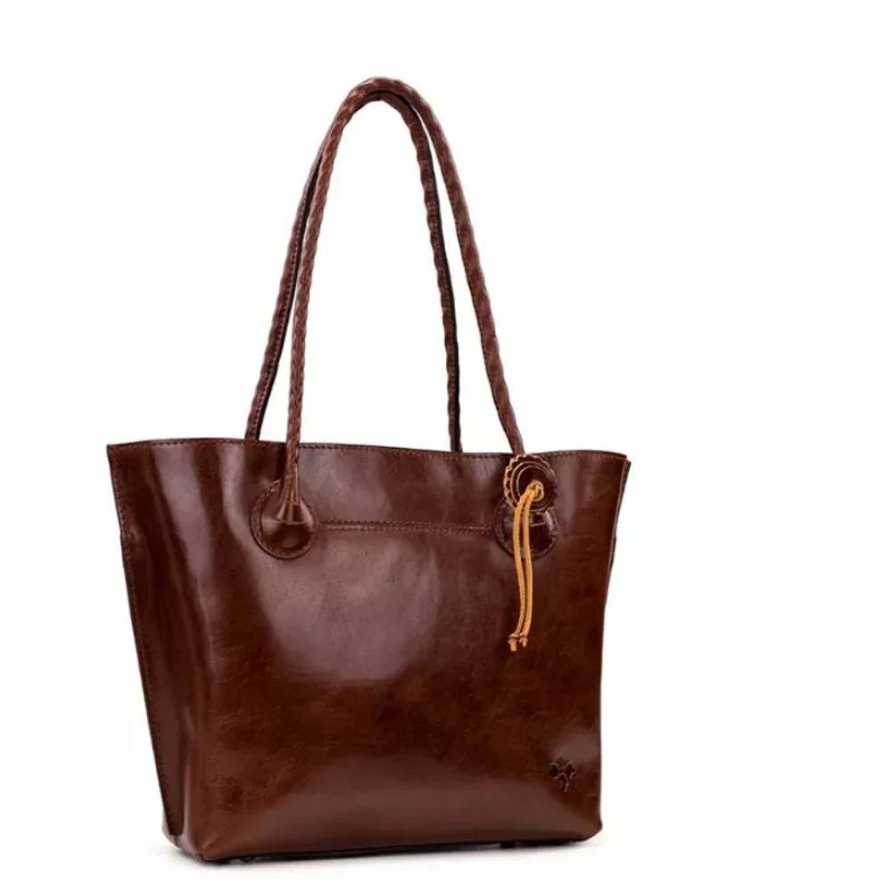 Patricia Nash Eastleigh Tote British Tan Solid 10th Anniversary Rosette NEW